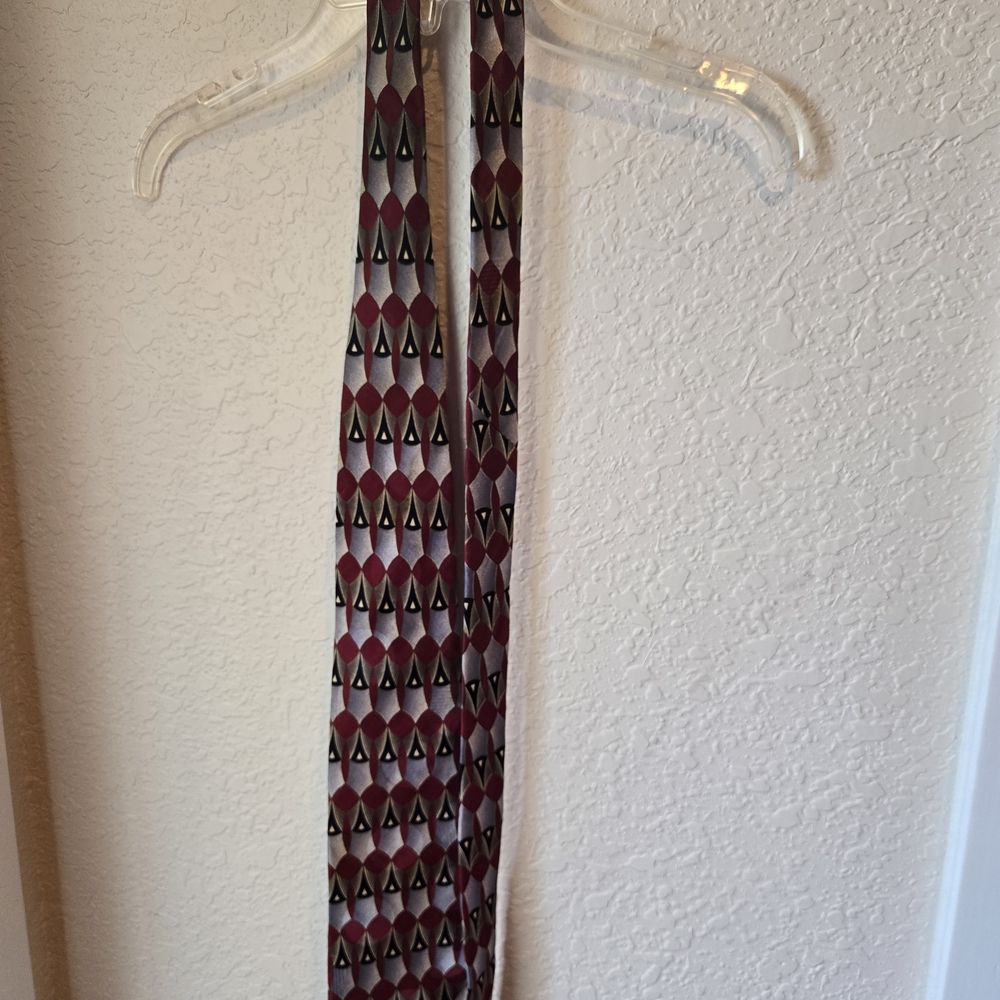 Halston Heritage Red and Black Geometric Tie
